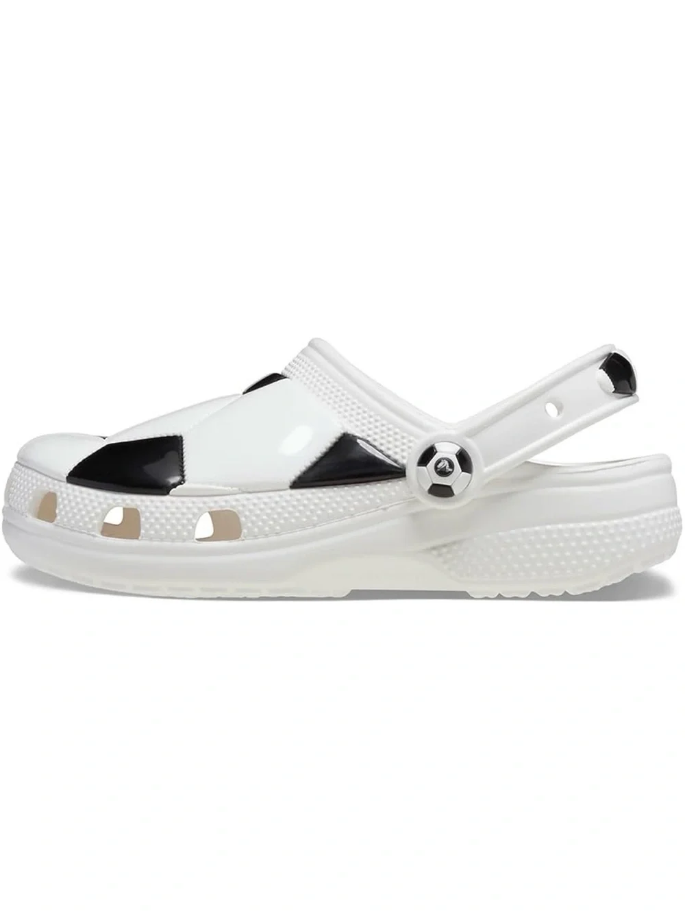 CROCS Kids Soccer-Print Clog Sandals in White and Black